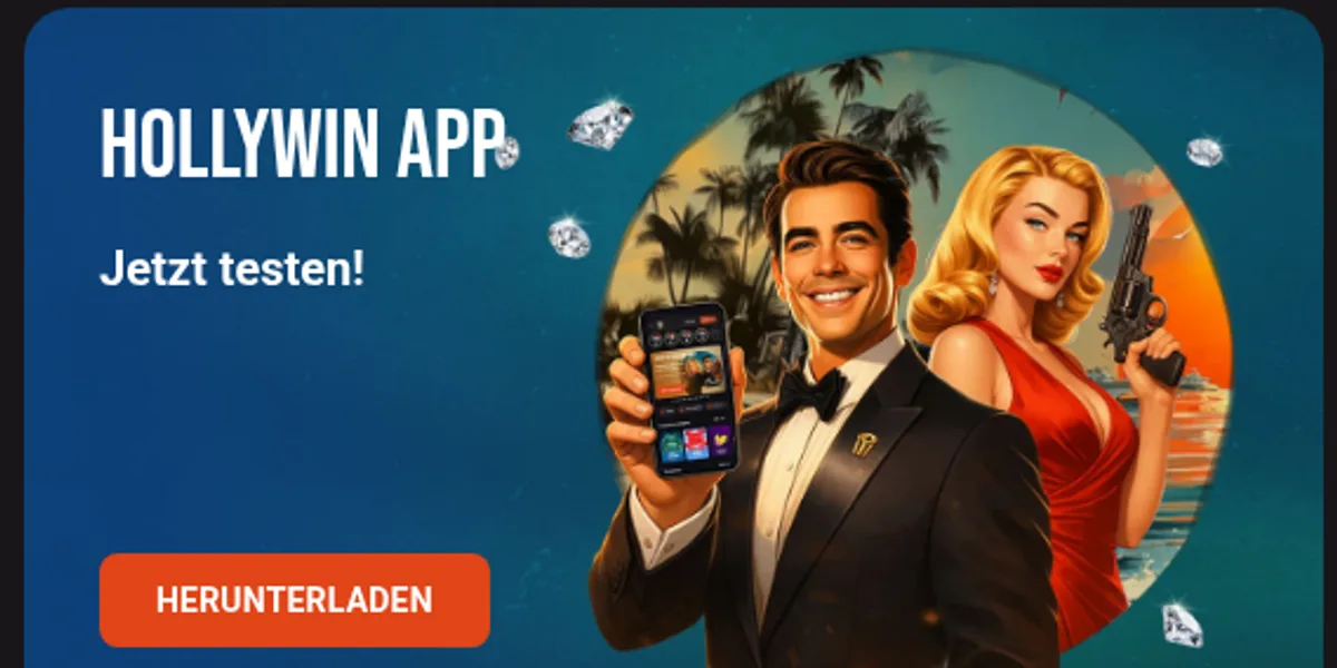 HollyWin Aktionsgrafik zur mobilen App